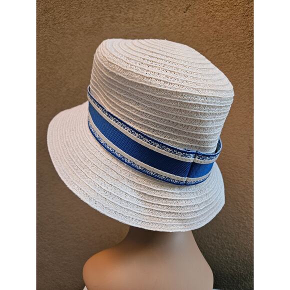 White woven blue white logo printed bucket hat M sz main image 11